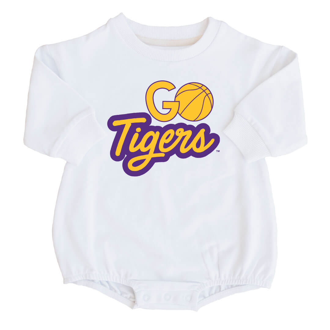 go tigers lsu graphic basketball bubble romper for babies 