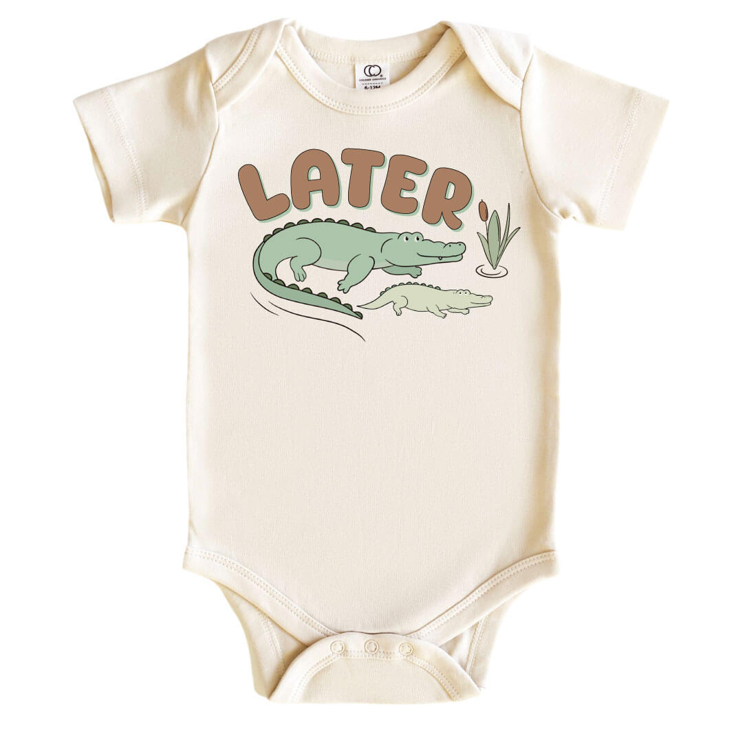 later gator cotton bodysuit for babies 