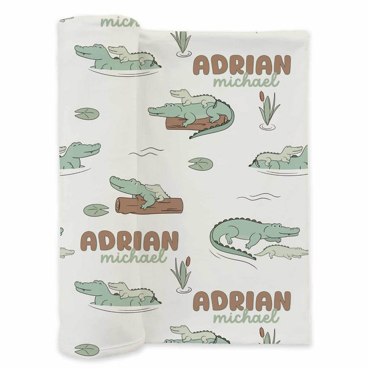 later gator personalized swaddle blanket for newborns 