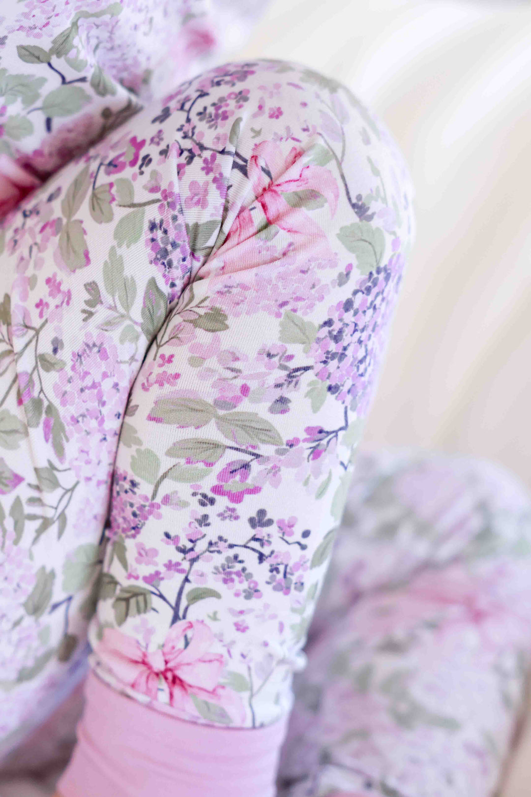 closeup of pants on lavender lullaby two piece pajama set