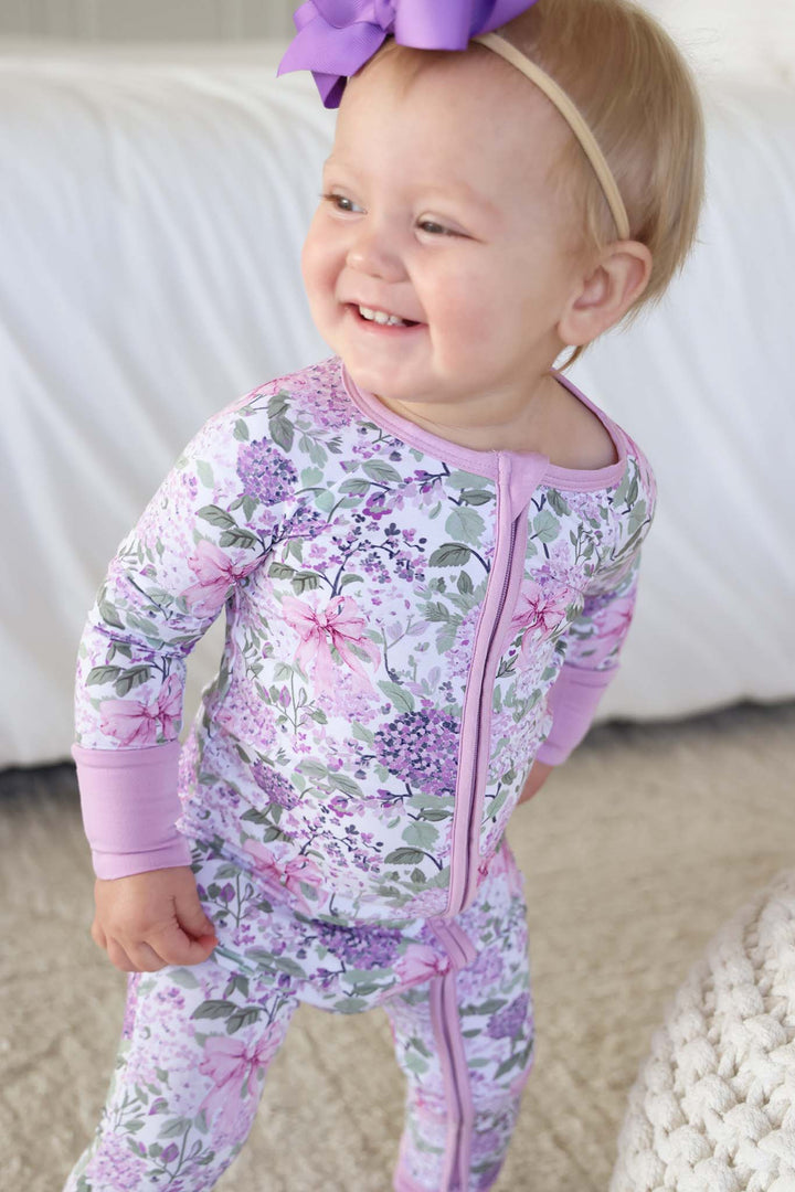 lavender lullaby bamboo viscose pajama romper 