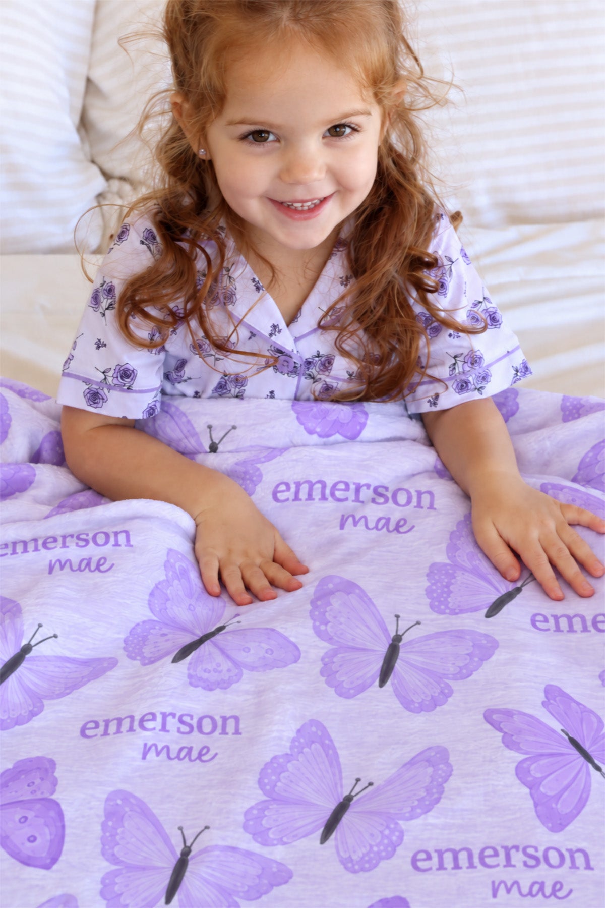 Personalized Kids' Blanket |  Lavender Wings