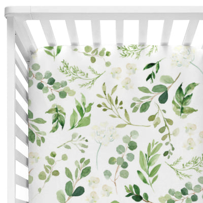 leafy greenery crib sheet 