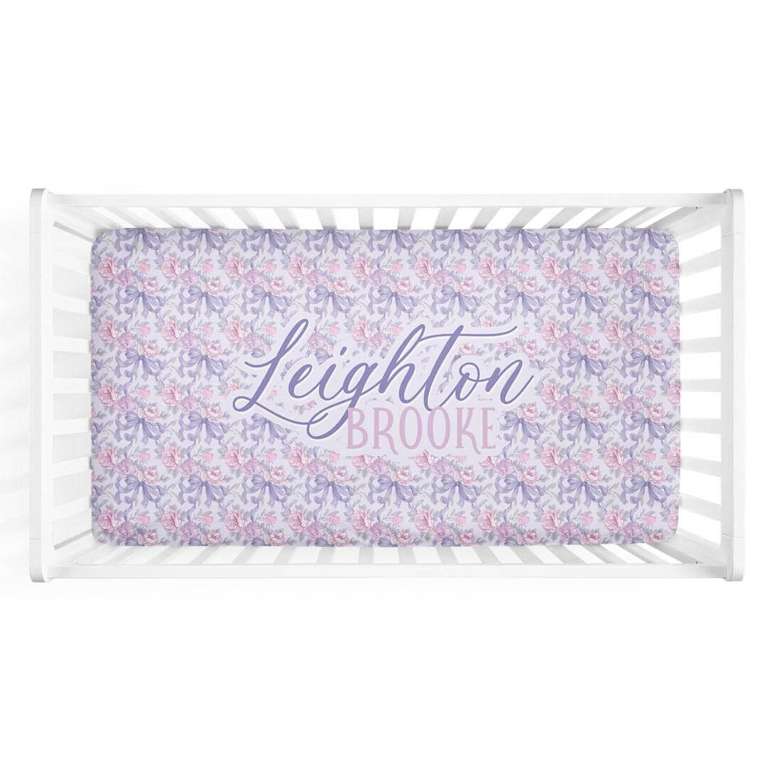 Leighton's Lavender Personalized Crib Sheet