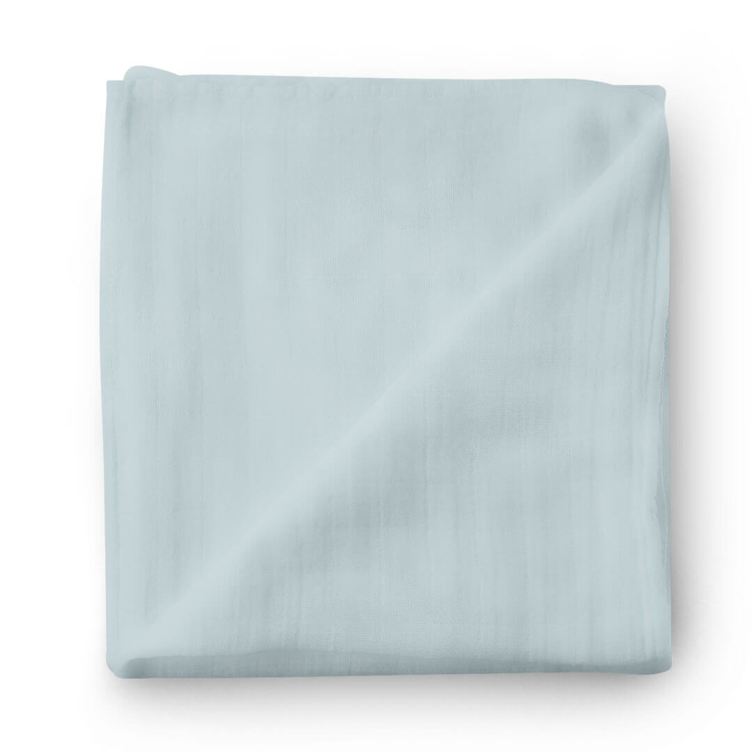 Solid Light Dusty Blue Knit Swaddle Blanket | Caden Lane