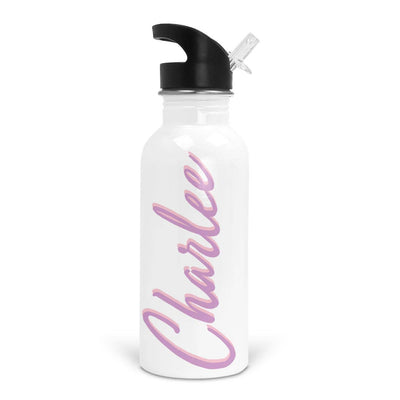 lilac and blush script water bottle 