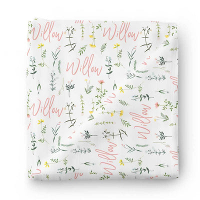 wildflower leave personalized swaddle blanket 