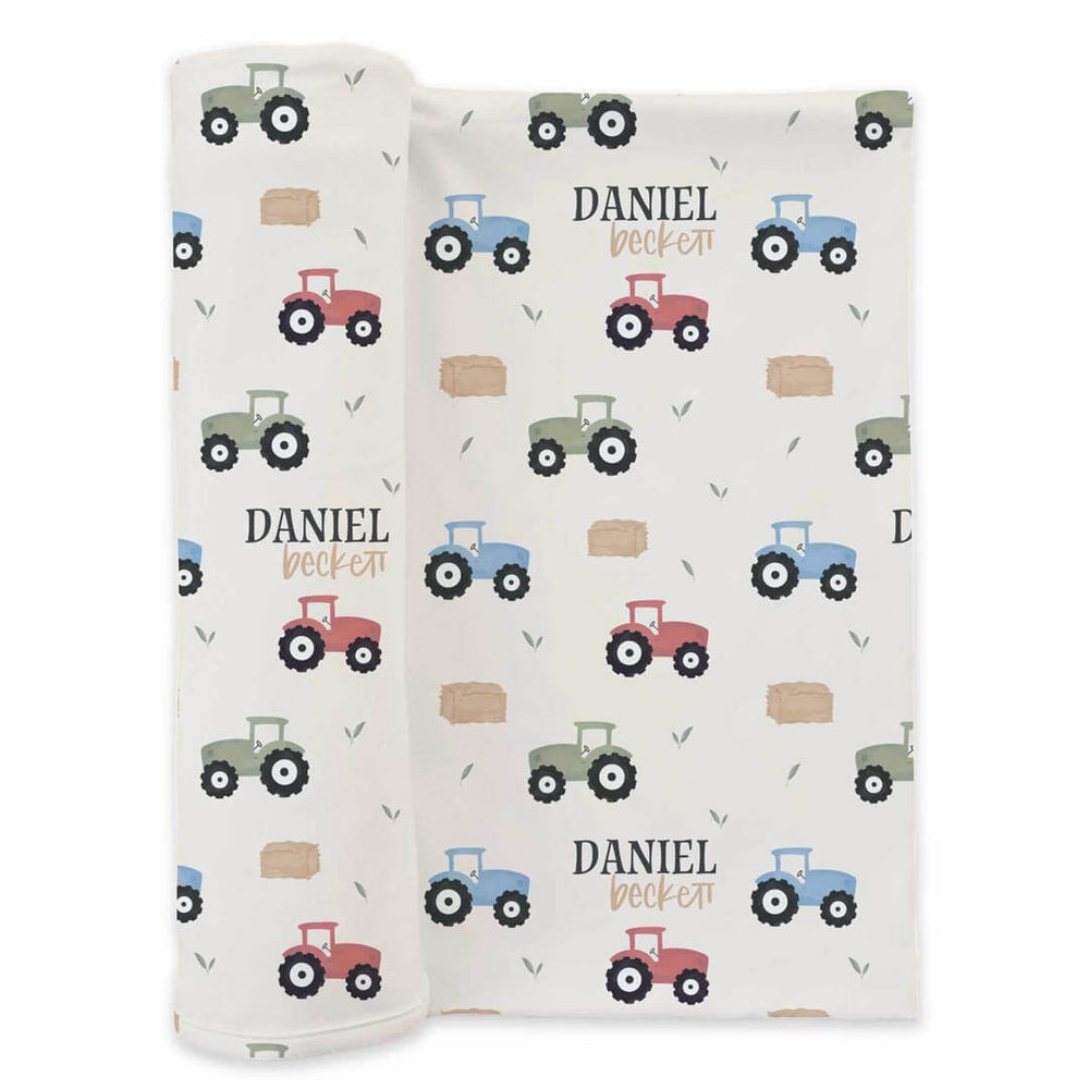 little farmer personalized swaddle blanket for boys 