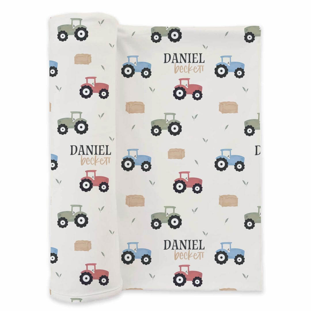 little farmer personalized swaddle blanket for boys 