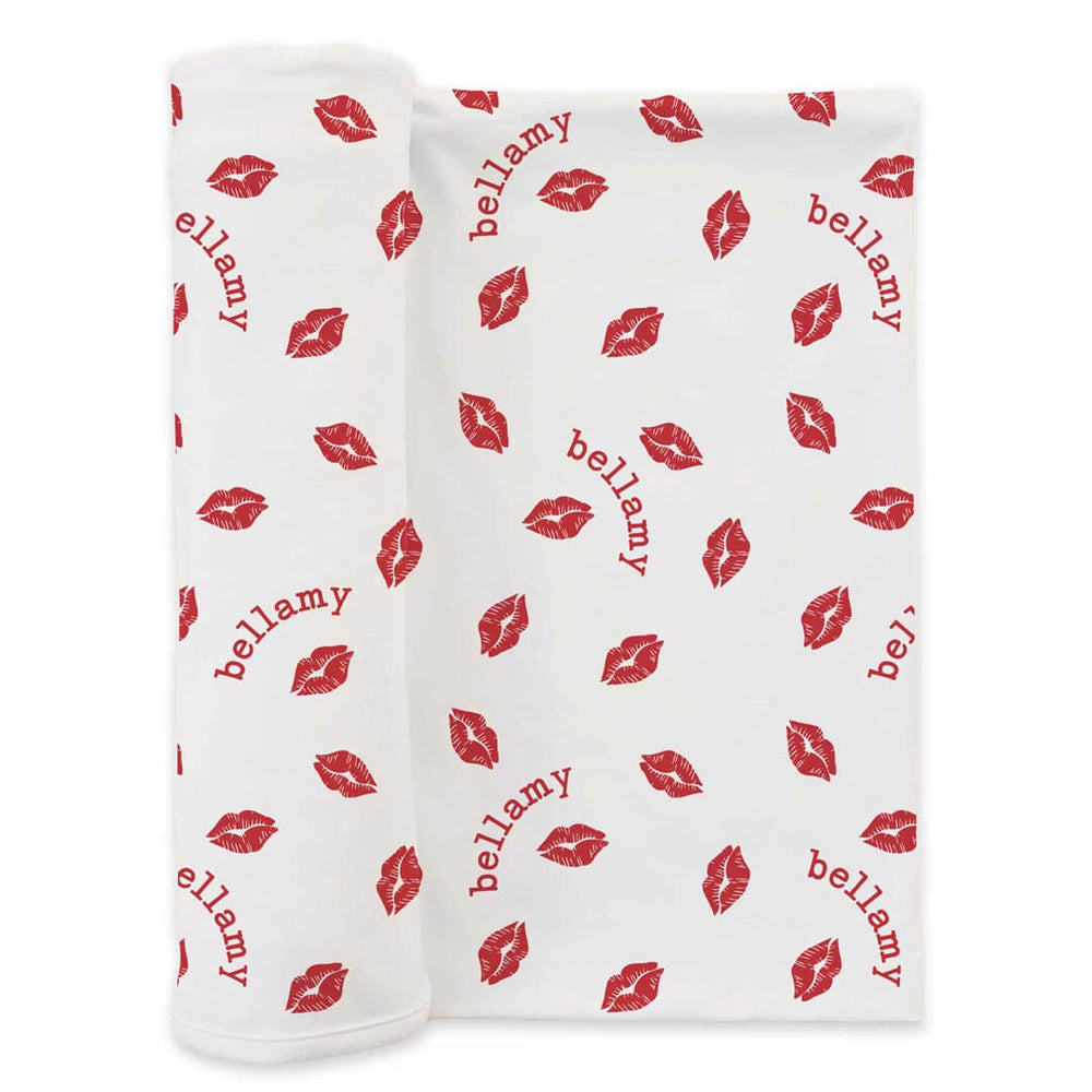 red lip personalized swaddle blanket for babies 