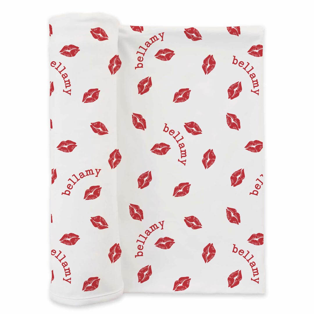red lip personalized swaddle blanket for babies 