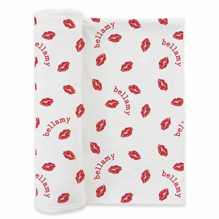 red lip personalized swaddle blanket for babies 