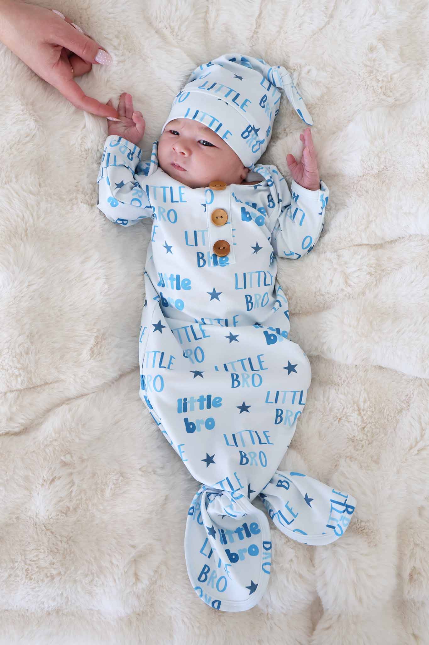 Newborn Baby Knot Gown & Hat Set | Little Bro