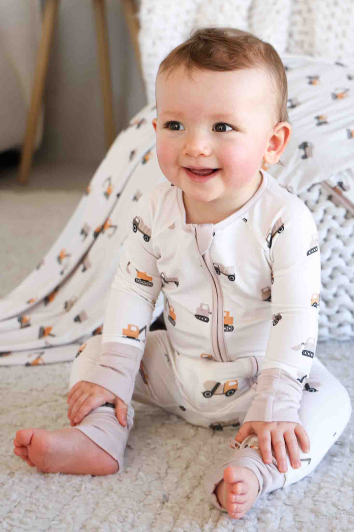 neutral convertible bamboo zip romper 