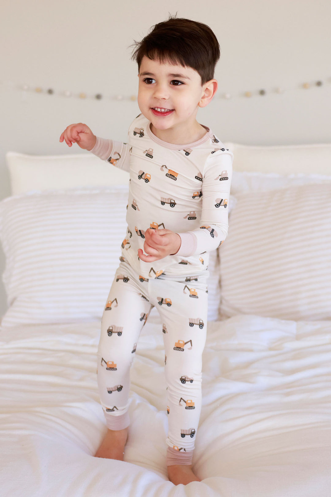 neutral construction two piece pajama set 