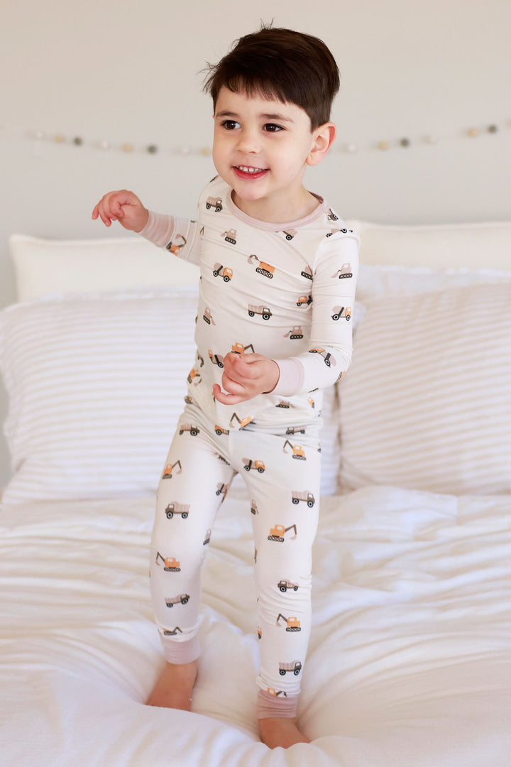 neutral construction two piece pajama set 