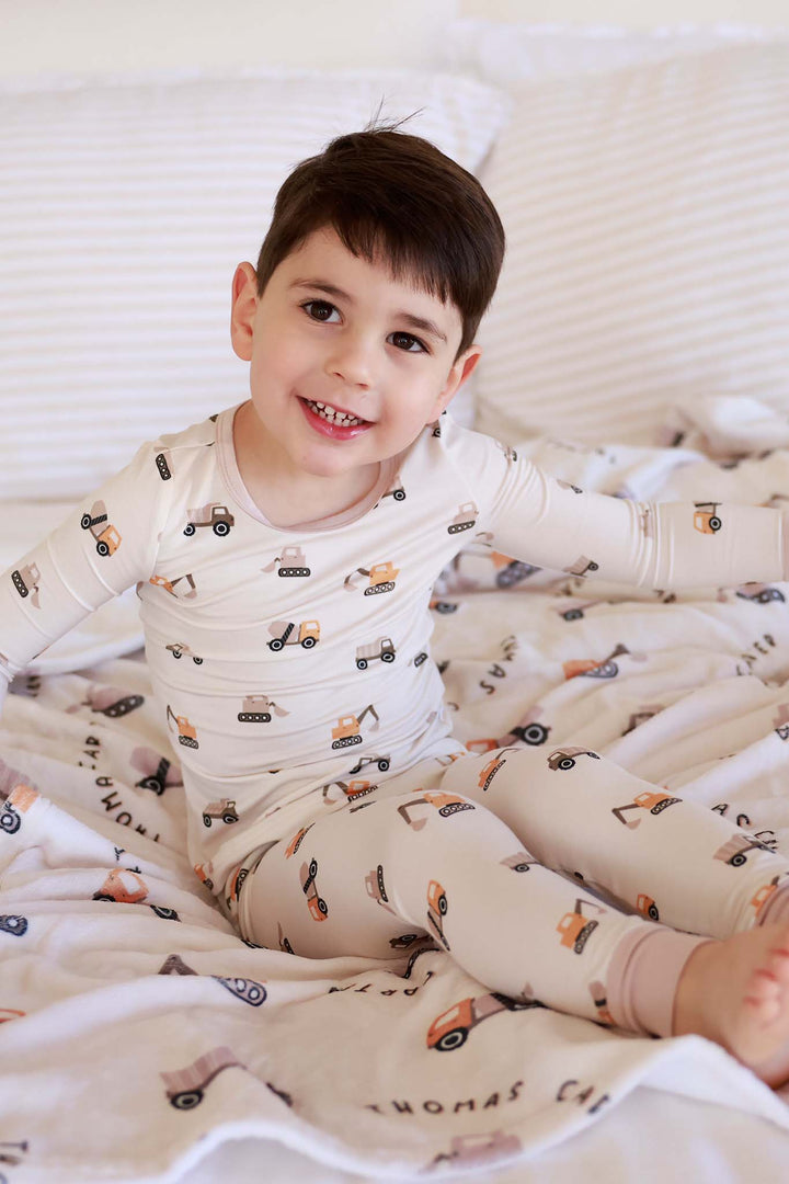 long sleeve and pant neutral pajama set for boys