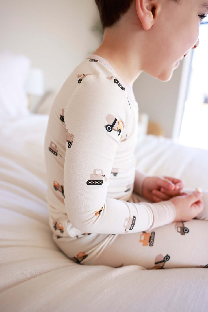 boys neutral bulldozer pajamas 