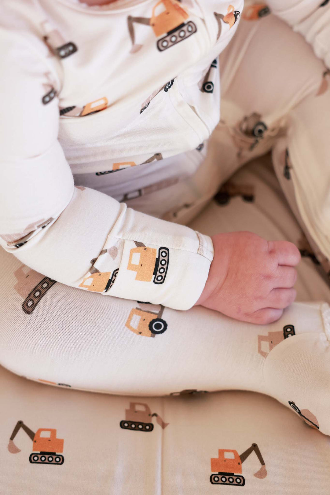 little builder bamboo zipper footie for baby boys