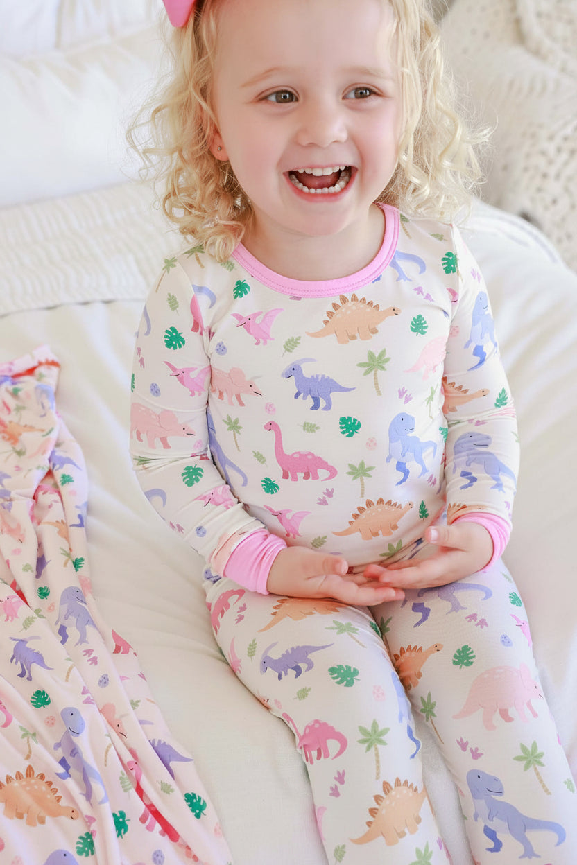 Two Piece Bamboo Pajama Set | Little Fossil Pink