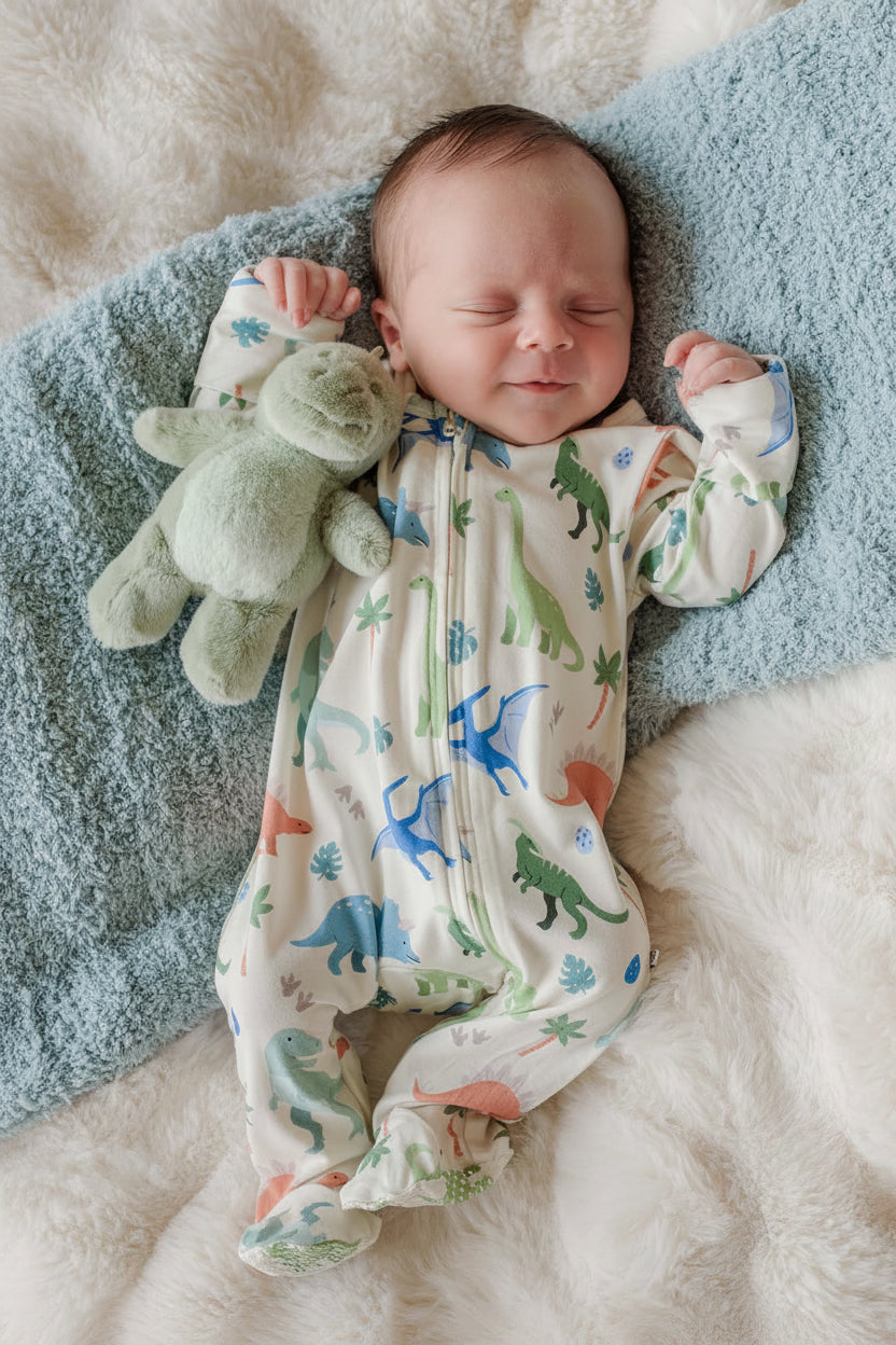 little fossil bamboo zipper footie