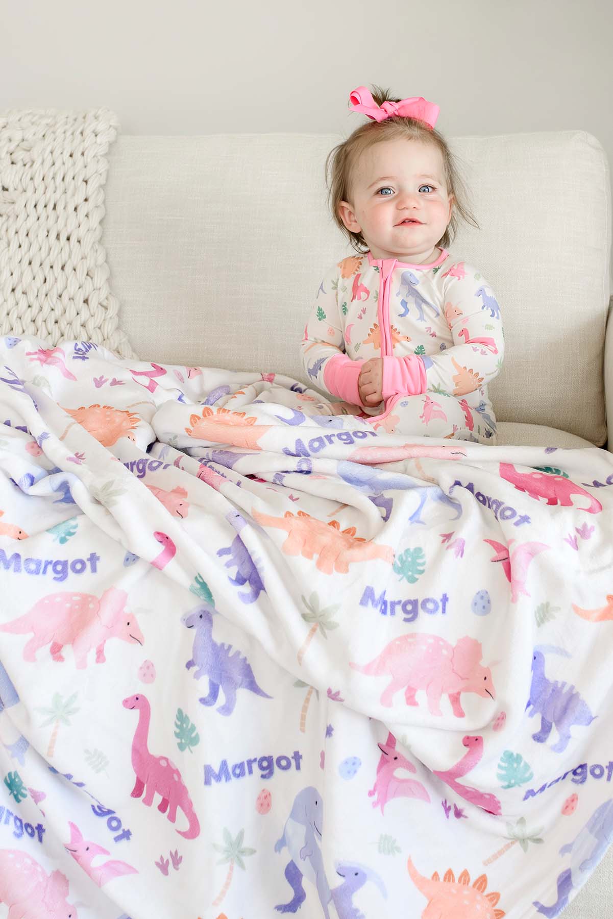 Personalized Kids Blanket | Little Fossil Pink