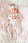 Ruffle Zipper Bamboo Footie | Little Fossil Pink