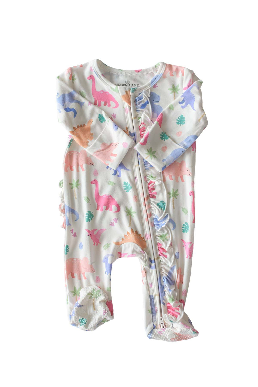 little fossil pink ruffle zipper footie 