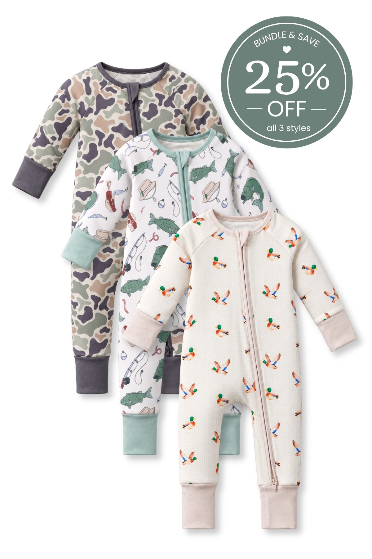 Little Outdoorsman Zipper Romper Bundle