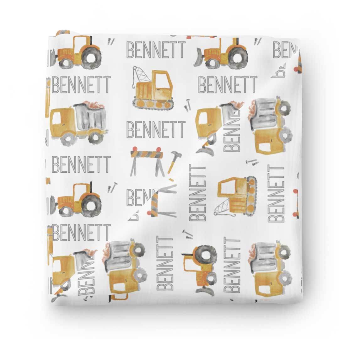 personalized swaddle with tractors