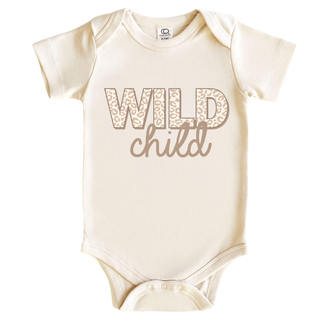 wild child graphic bodysuit for baby girls 