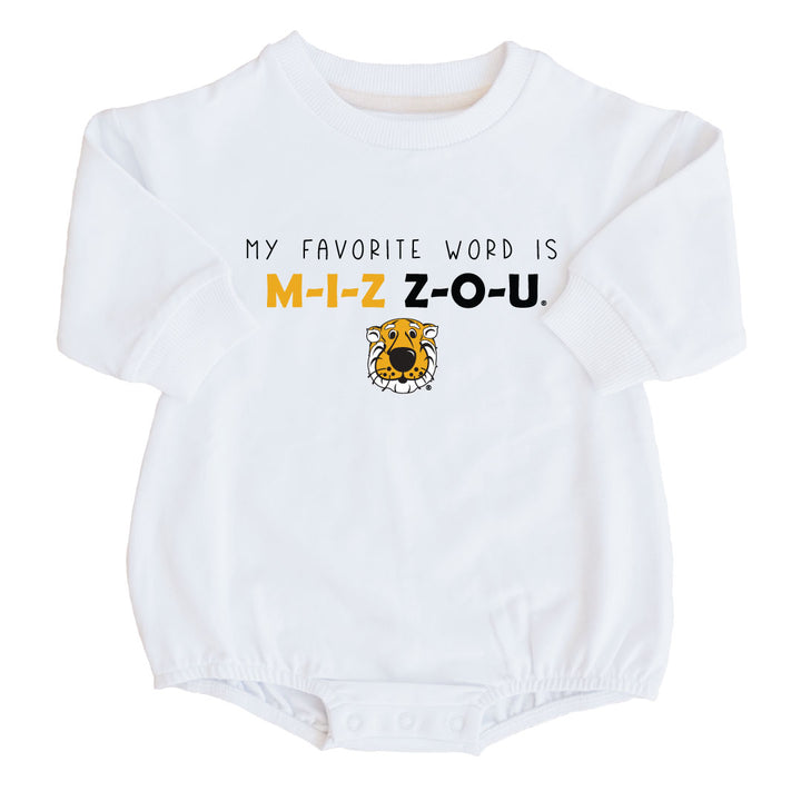 my favorite word is mizzou sweatshirt bubble romper for babies