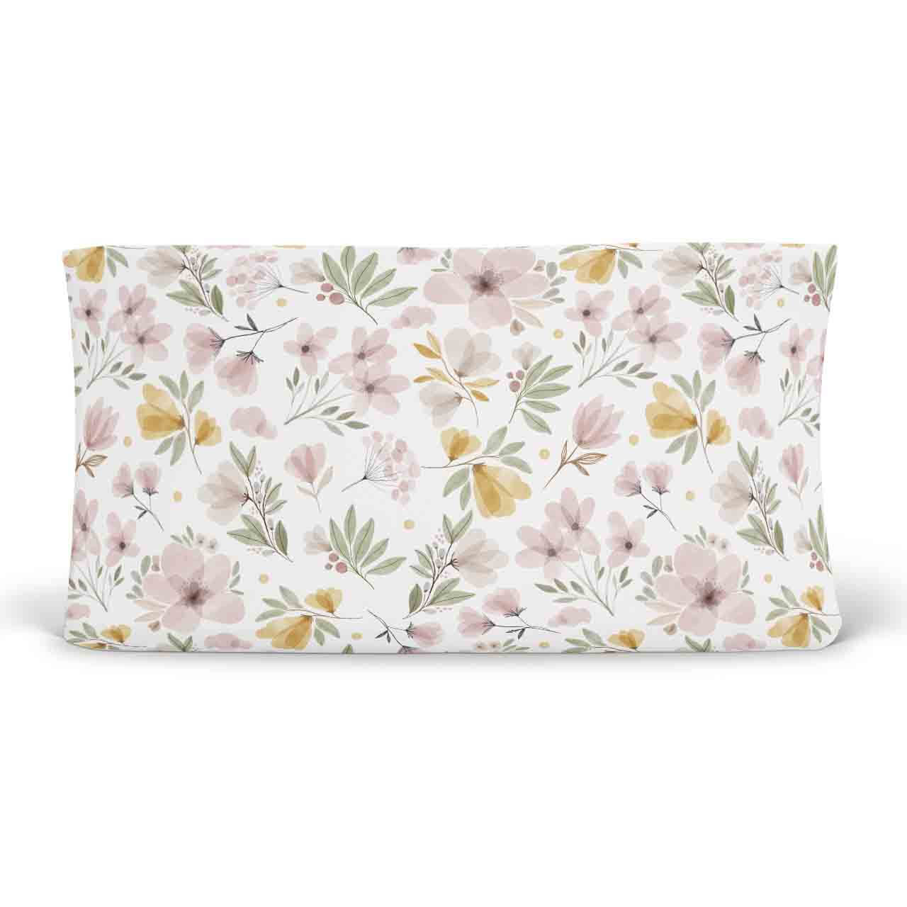mauve and mustard floral changing pad cover