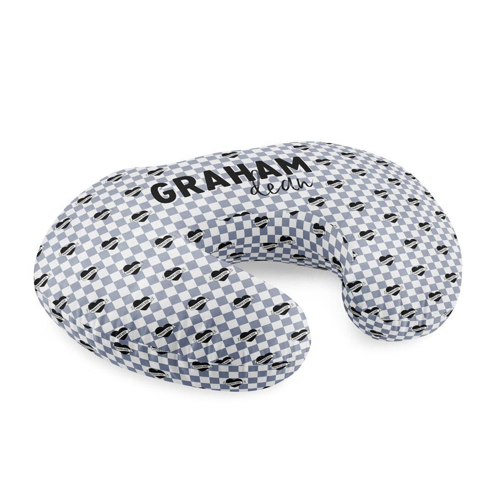 mama's boy blue and black personalized nursing pillow cover 