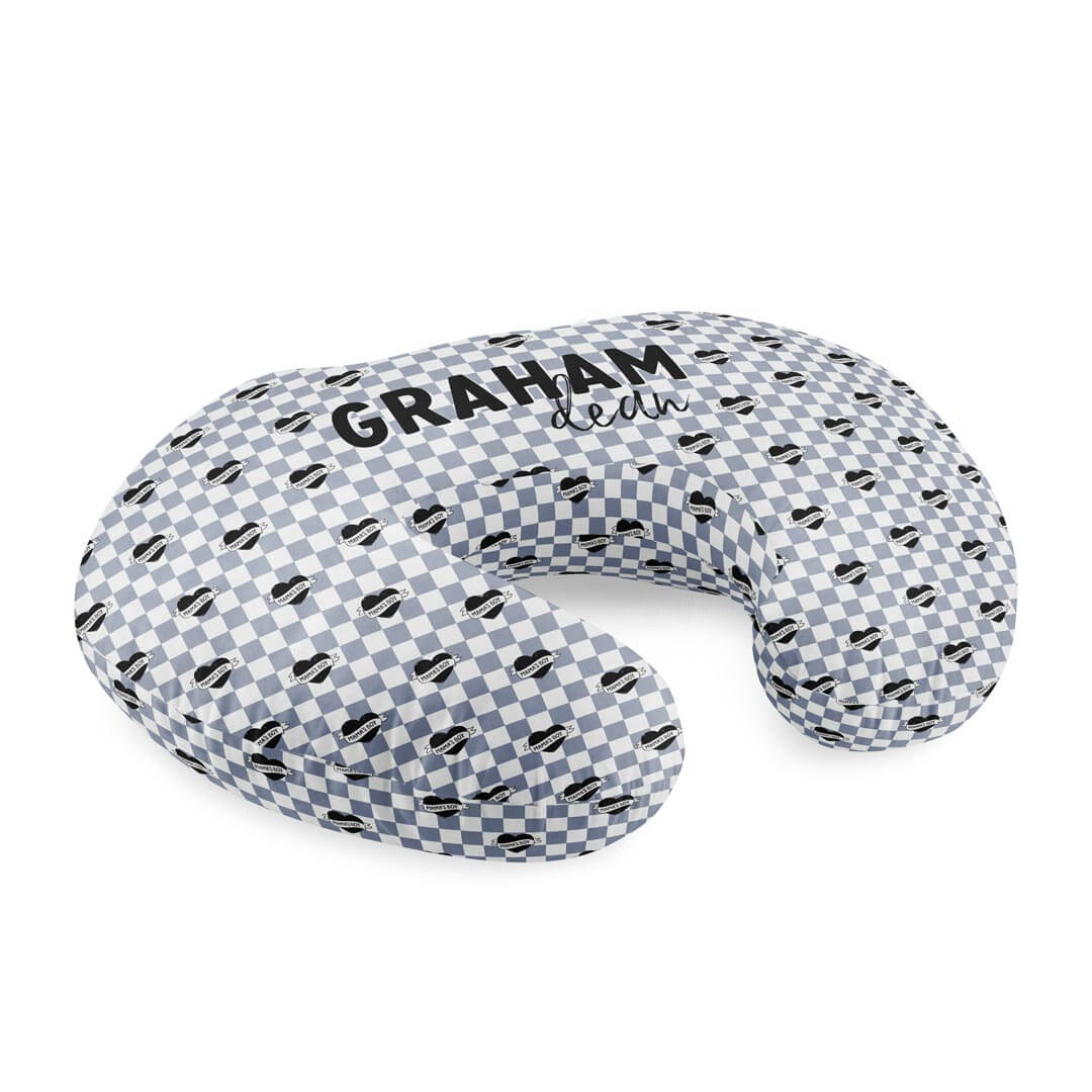 mama's boy blue and black personalized nursing pillow cover 