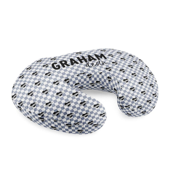 mama's boy blue and black personalized nursing pillow cover 