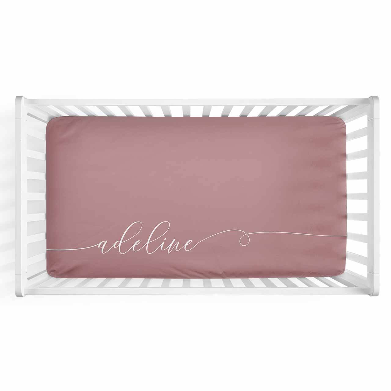 script line personalized changing pad cover light dusty rose