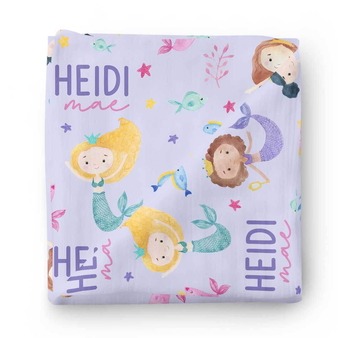 mermaid personalized swaddle blanket