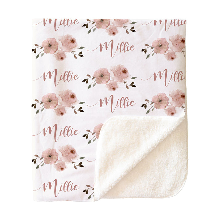 Millie's Dusty Rose Garden Personalized Toddler Blanket