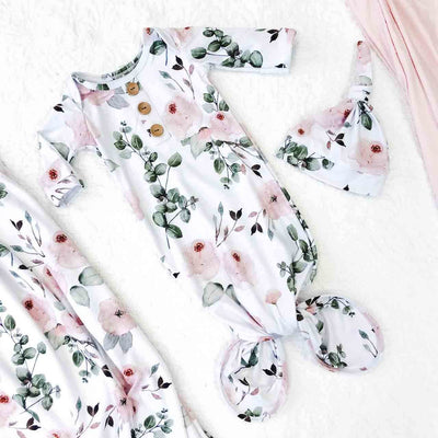 millie's dusty rose floral newborn knot gown 
