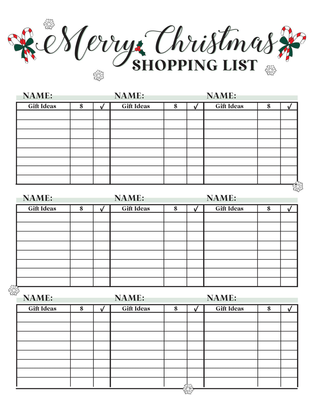 chrismtas shopping organizer 