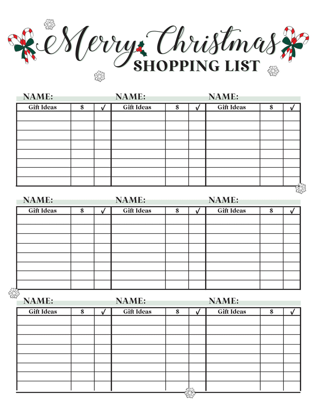 chrismtas shopping organizer 