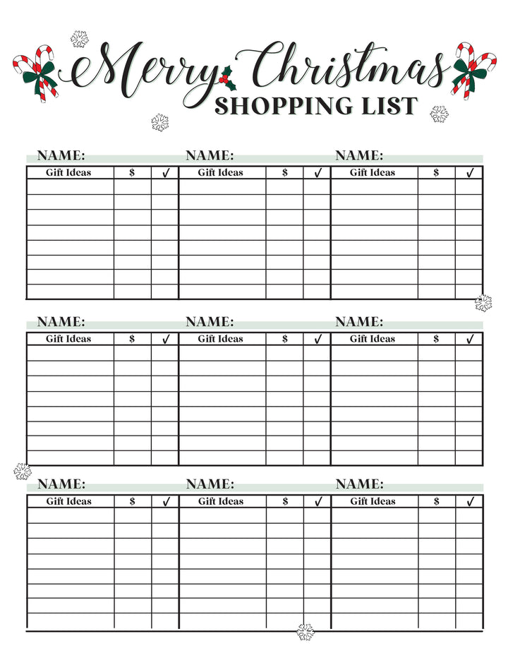 chrismtas shopping organizer 