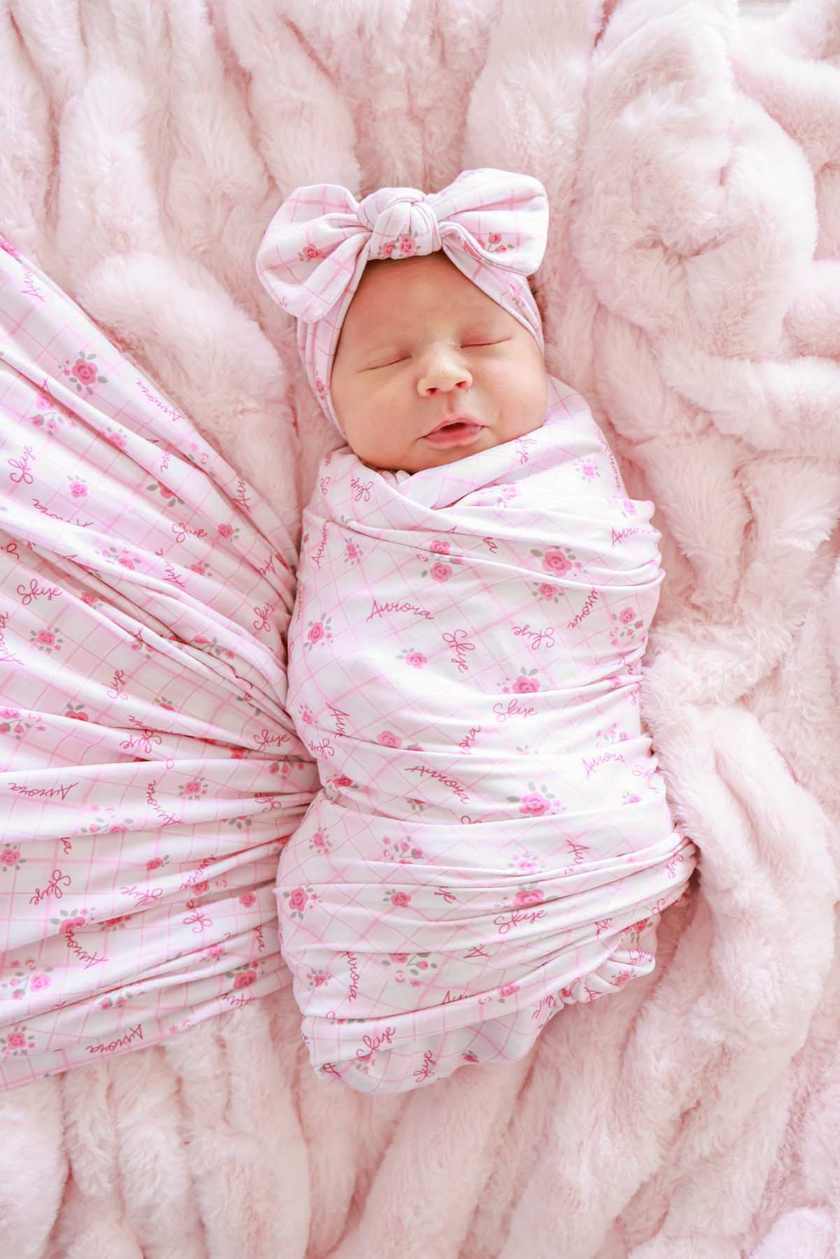 Personalized Swaddle Blanket | Primrose Plaid