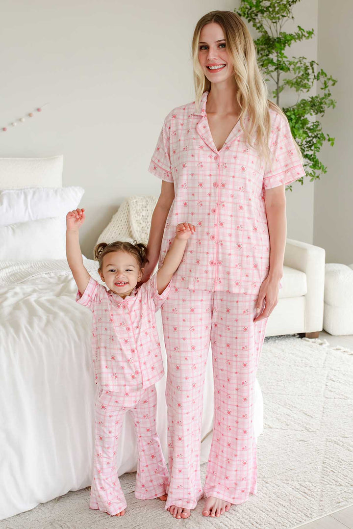 mommy and me primrose plaid lounge sets matching