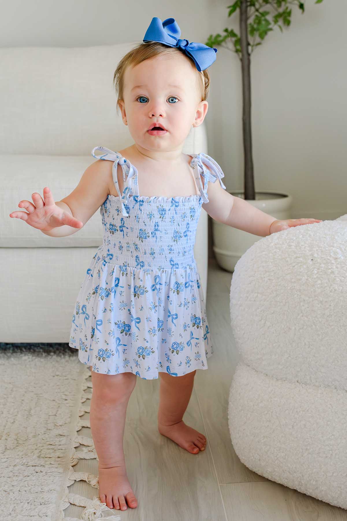 Smocked Twirl Bodysuit | Tied In Blooms