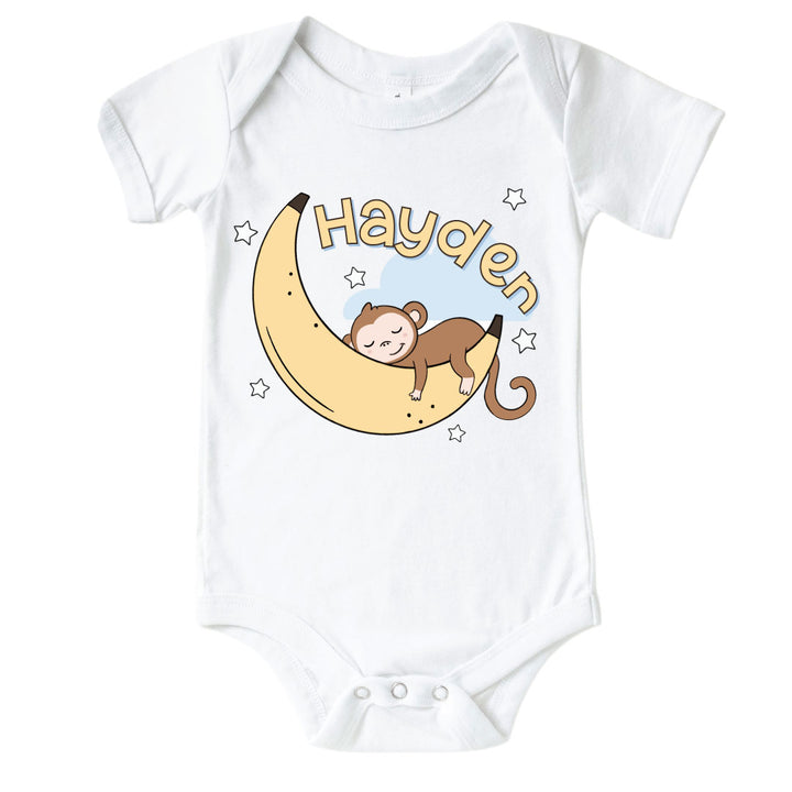 monkey see, monkey snooze personalized graphic bodysuit for babies 