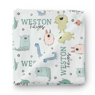 monster personalized swaddle blanket
