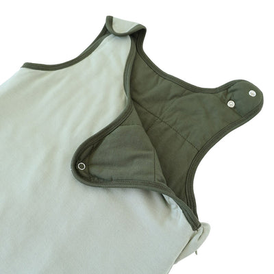 green reversible bamboo sleep sack for baby with snaps 