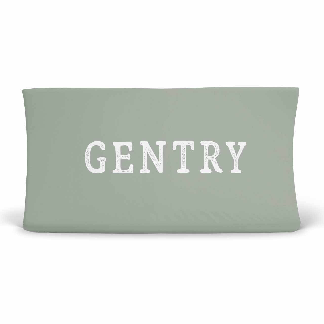 Personalized Sage Green Jersey Knit Changing Table Cover in Block Print